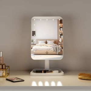Factory Supply Manufacturers Portable Adjustable Lighted Vanity Mirror With Lights Rechargeable Table Led Makeup Mirror