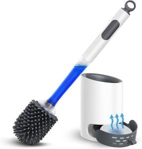 Silicone Toilet Brush Set with Liquid Dispenser in Handle