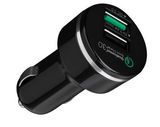 24W Dual USB Port Car Charger with Quick Charger 3.0 Technology for Smartphones and Tablets Qualcomm Certified