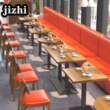2023 New Style Wholesale Restaurant Sets Wooden Frame Orange PU Booth Sofa Furniture Restaurant Booths