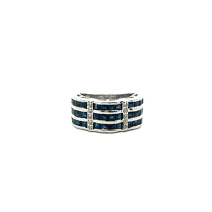 Best Selling Products 100% Natural Blue Sapphire & American Diamond Statement Ring For Wedding Accessories