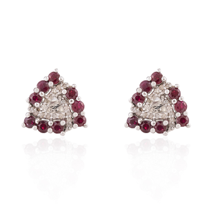 Explore Letast Exclusive Gemstone Ruby & American Diamond Trillion Shape Stud Earrings Handcrafted Women Jewelry