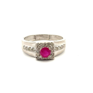 Elegant & Classic Handmade Natural Round Cut Ruby & American Diamond Engagement Ring Custom Made Jewelry