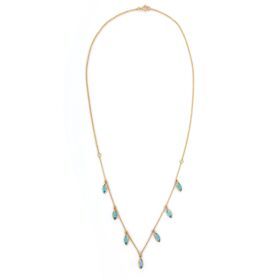 Luxury Jewelry Natural Blue Topaz Marquise Necklace Gemstone Jewelry 18K Solid Yellow Gold Fashion Jewelry Necklace Women