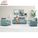 Top 10 Selling Advanced Light Luxury Style Blue Reclining 3 2 1 Genuine Leather Furniture Sofa Sets