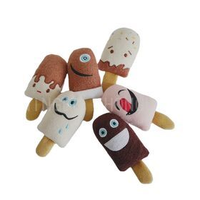 Unique Squeaky Stuffed Soft ice-cream stick cute Plush Dog Toy
