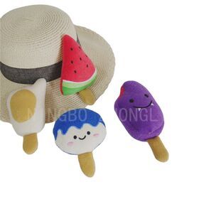 Stuffed Soft Cute Ice-cream Stick Unique Squeaky Plush Dog Pet Toys
