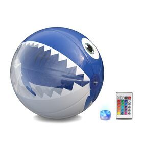 Unique design 16 inches inflatable float LED shark beach ball,Inflatable pool game toys swimming pool light ball