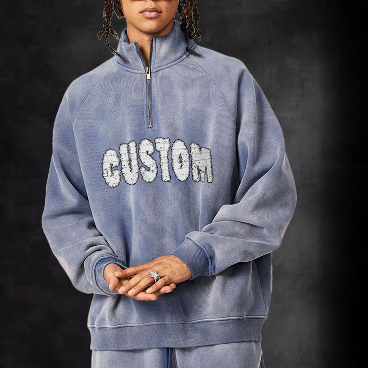 Custom Heavyweight Cotton Terry Sweatshirt Round Neck Blank Vintage Washed Tie Dye Oversized Sweatshirt