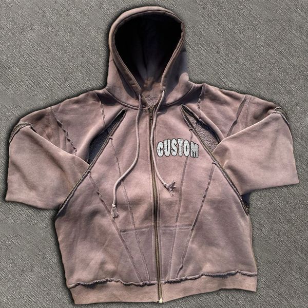 Clothing Manufacturer Fleece Vintage Cotton Hip Hop Men's Vintage Hoddie Zip Up Hoodie