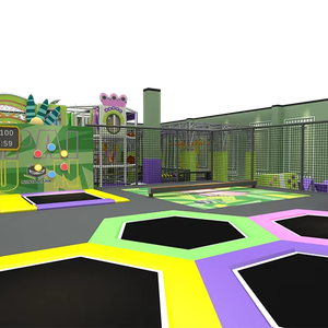 Pokiddo Custom Indoor Trampoline Park Green & Purple Style Available in Various Sizes