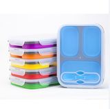 Silicone Lunch Box of 3 Compartments with Fork and Spoon