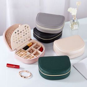 Ring Earring Bracelet custom Logo Wholesale Luxury Pu Leather Jewelry Box Organizer Case Leather Mini Travel Jewelry BoxesPopular