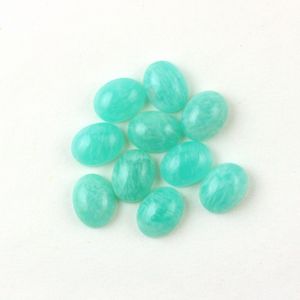9x7 mm 2.01 cts Natural Amazonite Oval Shape Flat Back Cabochon High Quality Blue Crystal Gemstone for Jewelry Making