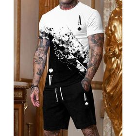 Evertop Custom Logo Wholesale men's summer high-quality fashion casual sports shorts, printed color T-shirts, shorts sets