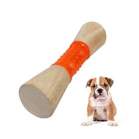 New Arrivals Natural Wood Shaped TPR Molar Solid  Aggressive Chewers Pets Toy Interactive Dog Toy