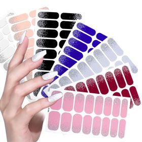 TOP Selling ODM nail gel strip self adhesive solid color glitter pattern design nail sticker full cover DIY nail art wrap