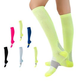 Colorful 20-30mmhg Sport Knee High Running  Compression Socks for men women