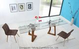 Classic Hot Selling Clear Glass Wooden Dining Table Furniture