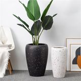 New Arrival Unique Design Matte Black White Big Flower Pot Floor Ceramic Plant Pots in Bulk