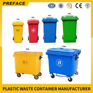 Custom 120L 240L 360L 660L 1100L Industrial Usage HDPE Outdoor Underground Park Plastic Waste Bins Recycle Garbage Dustbin Container Manufacturer with Wheels