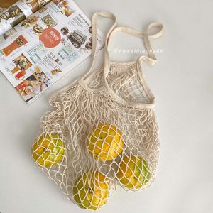 Organic cotton produce bags drawstring grocery shopping fruit vegetable washable cotton mesh bag