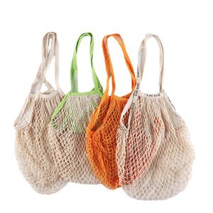 cotton net bag Recyclable Eco-freindly portable washable drawstring mesh net string vegetable bag organic cotton mesh bags