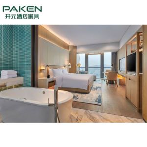 Foshan Custom Made Modern 5 Star Resort Hotel Room Luxury King Size Bed Suite Wooden Headboard Wall Luxury Bedroom Sets Hotel Furniture
