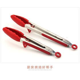 Kitchen clamp Silicone barbecue cooking Stainless steel locking food clamp for barbecue salad barbecue frying cooking