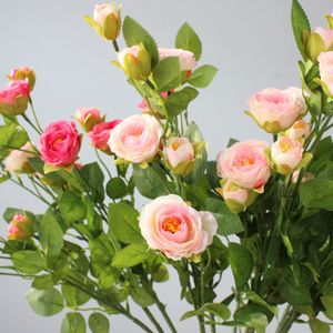 M237 Wholesale High Quality Wedding Flower Artificial 7 Head Mini Roses Single Branch Rose