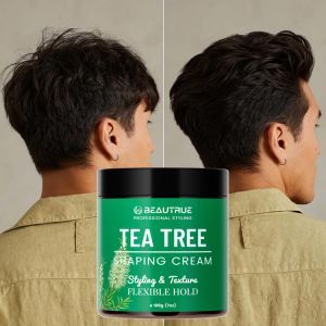 Private Label Tea Tree Shaping Cream Wax Pomade for Hair Men Styling Long-Lasting Hold Matte Finish Cream