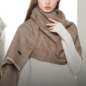 Wholesale Silk Winter Cashmere Shawls Check Print Custom Multi Warm Wool Scarf For Women