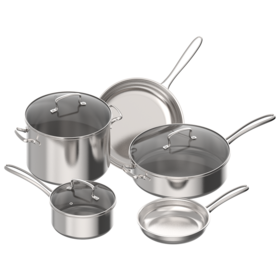 ASD Cookingware Cookware Manufacturers 10pcs Set Tri Ply Frying Pan Soup Pot Stainless Steel Cookware Sets With Lids