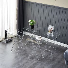 factory custom modern simply style living room round shape clear folding acrylic side table coffee tablePopular
