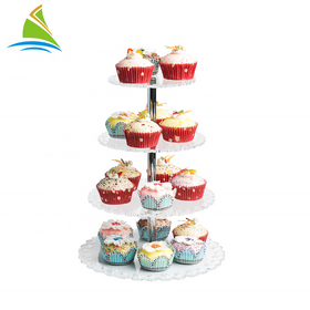 Factory wholesaler custom  4 tier round wedding party cupcakes acrylic display stand rack