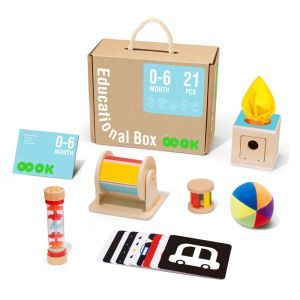 Wooden Educational Toy Box for Baby 0-6 Months Montessori