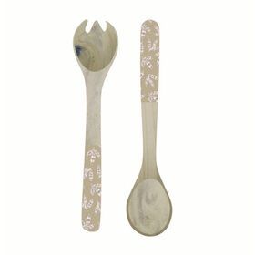 Wooden Set of 2 Salad Spoon Cutlery Set White Wash Colour For Kitchen And Table Top Handmade Customized Handmade