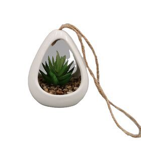 Home garden decor ceramic hanging flower pot ceramic vase with artificial plant dehua hengfei