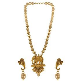 Indian Bollywood Fashion Gold Plated Crystal Faux Kundan Pearl Wedding Necklace Earrings Jewelry Set