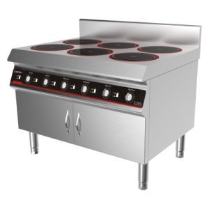 6 Burner Freestanding Induction Stove Cooker Customized Cabinet for Commercial Kitchen