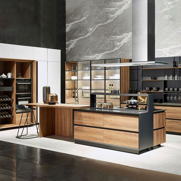 Luxury Furniture Smart Hot Pre Assembled Lacquer Grey Color Plastic Black Laminate Kitchen Cabinets Price