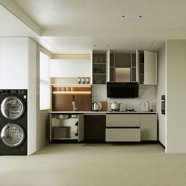 Manufacturer Cupboard Luxury High Gloss Modern Design Island Furniture Curved Kitchen Cabinets