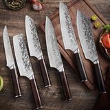 6 PCS Kitchen Knife Set with Pakkawood Handle High Carbon Steel Japanese Kiritsuke Butcher Boning Santoku Nakiri Chef Knife