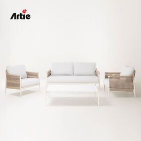 Artie All Weather Aluminum Patio Furniture Sofa Set Luxury Modern Garden Sofas Rope Outdoor Furniture Set