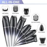 6 in 1 Multifunction Haircut Grooming Kit Men Shaver & Body & Nose Hair Trimmer USB Rechargeable Cordless Electric Hair Clipper