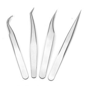 Eyelash Tweezers Professional Eyelash Extension Decor Anti-static Eyebrow Tweezers Stainless Steel Pointed
