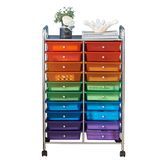 Rolling Storage Cart and Organizer with Plastic Drawers