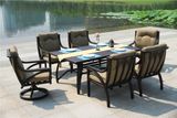 Hermosa 7 PC. Dining Set Garden Patio Luxury Furniture Cast Aluminum Chat Group Set Outdoor Furniture