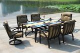 Hermosa 7 PC. Dining Set Garden Patio Luxury Furniture Cast Aluminum Chat Group Set Outdoor Furniture