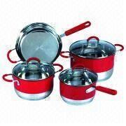 7pcs Cookware Set with Color and Mirror Polish Interior